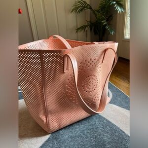 Large Tote or Beach bag light pastel orange Vacation Shoulder Bag